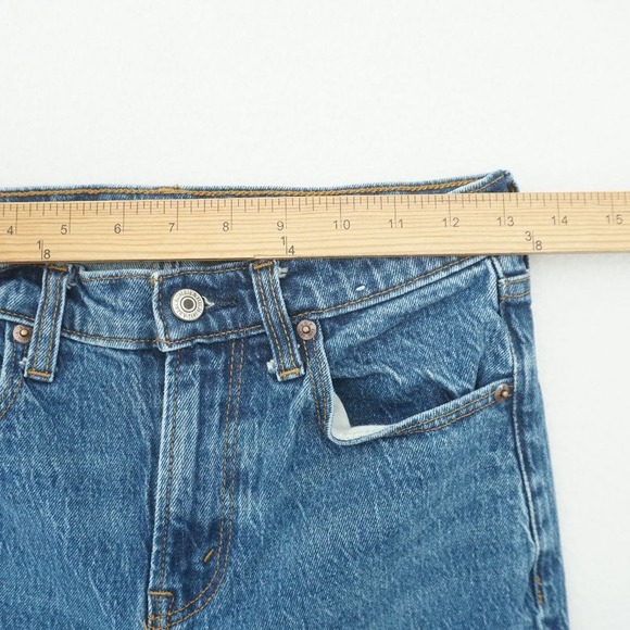 Abercrombie & Fitch The Straight Mid Rise Jeans Women Size 25/0 Short Distressed - Picture 4 of 9